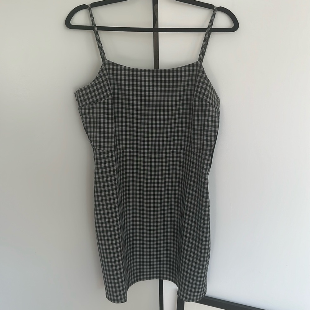 Black and white plaid mini dress